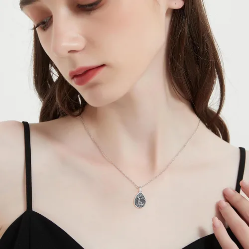 Vista 70 de Collar con colgante de urna de cenizas de cremación y árbol de la vida para mujer, plata de ley US1