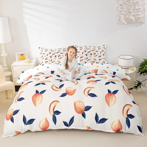 Vista 32 de Erosebridal - Juego de ropa de cama kawaii, juego de funda de edredón con diseño de fresa rosa, para mujeres, niñas y niños, decoración