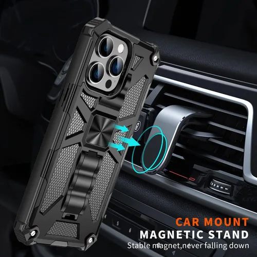 Vista 7 de for iPhone Case, Heavy Duty Military Grade Drop Tested Cover with Built-in Kickstand and for Magnetic Ring (Black,iPhone 11)