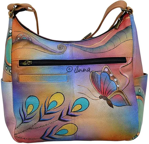 Vista 2 de Anna by Anuschka Women's Genuine Leather Large Hobo Handbag Zip-Top Multi-Compartment Tall Organizer