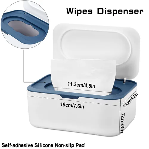 Vista 2 de NOVWANG Dispensador de toallitas con tapa, mantiene las toallitas frescas, contenedor de toallitas recargables con diseño de sellado, caja