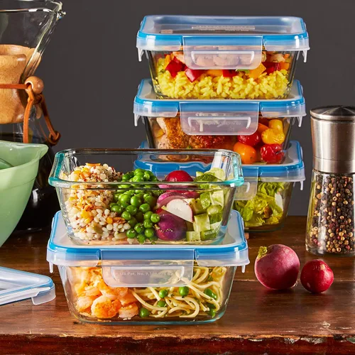 Vista 7 de Snapware Total Solutions - Juego de recipientes de vidrio para almacenamiento de alimentos (paquete de 5, 4 tazas), tapas herméticas y a prueba
