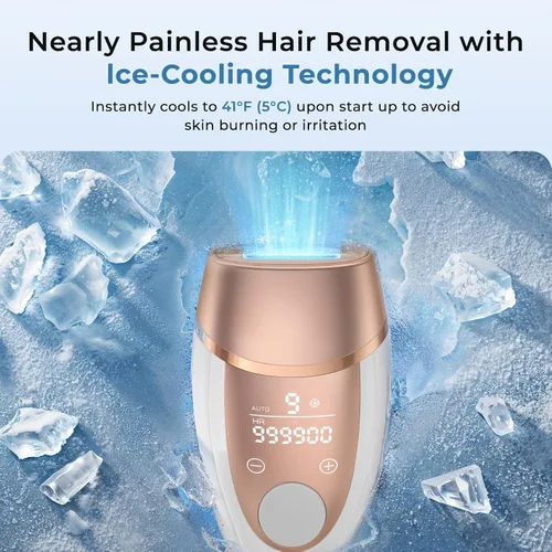 Vista 2 de Depilación láser IPL para mujeres, contacto de enfriamiento de hielo de 41 °F para depilación sin dolor, energía 21J 99% reducción de vello en 2