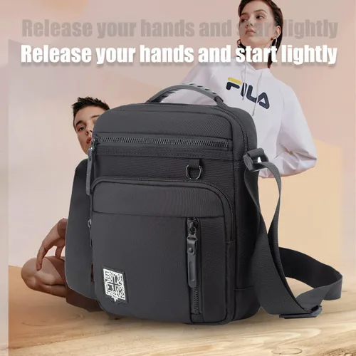 Vista 8 de Eshow Pequeña bolsa de mensajero para hombres, bolso cruzado para viajes, trabajo, negocios
