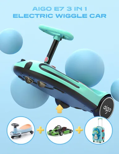 Vista 2 de Coche eléctrico oscilante aigo - Coche eléctrico de 21.6V para niños con pedal y asa de tracción, coche oscilante de 3 velocidades, coche