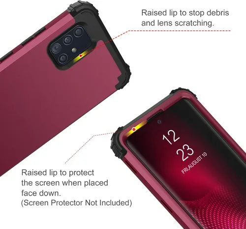 Vista 4 de BENTOBEN Compatible con Samsung A71 5G, 3 capas híbridas de policarbonato duro de goma suave, resistente, a prueba de golpes, antideslizante Pavonado