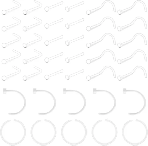 Vista 9 de JFORYOU Anillo de nariz acrílico transparente de 0.71 a 0.78 onzas (0.63-0.71 oz), joyería para el cuerpo para hombres y mujeres