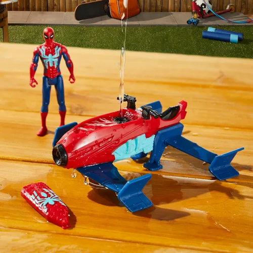 Vista 3 de Marvel Epic Hero Series Web Splashers Spider-Man Hydro Jet Blast, figura de acción de 4 pulgadas y juego de vehículos, juguetes de superhéroes