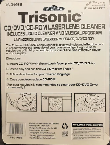 Vista 2 de Trisonic CD/DVD/CD-ROM - Limpiador de lentes láser líquido incluido