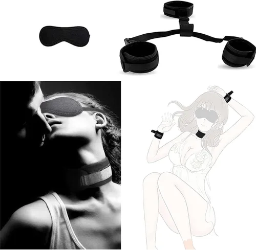 Vista 6 de Juego de correas de cama para adultos y adultos, juego de correas de cama tamaño King, juego de amarres para tobillos y barra de muñeca, juego