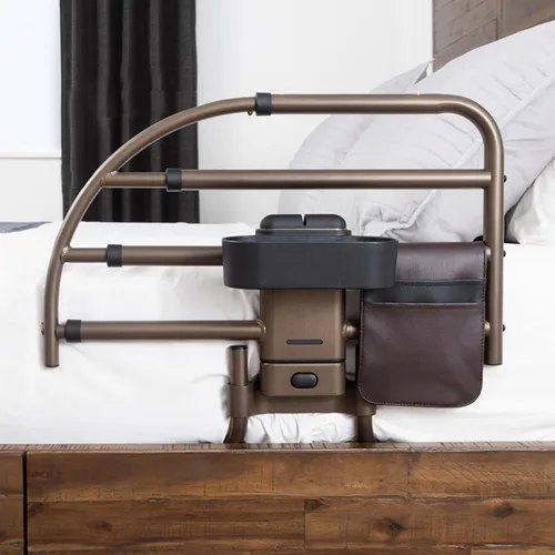 Vista 2 de Stander Wonder Click - Riel de cama extensible para marcos de cama ajustables de madera, riel de protección extraíble para adultos mayores