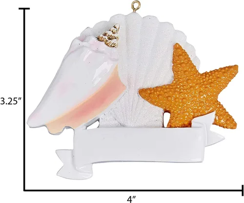 Vista 3 de Adornos de Navidad personalizados para la playa, adorno de concha, adorno de playa, adorno de Navidad, adorno de Navidad único, decoración