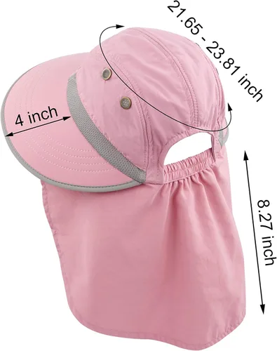 Vista 3 de Sombrero de pesca para mujer, con forma de cola de caballo de verano, protección UV, borde ancho, con solapa para el cuello