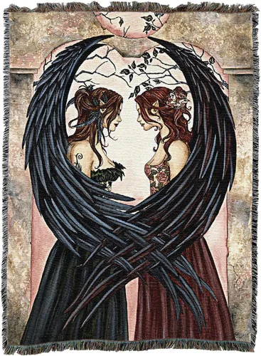 Vista 4 de Pure Country Weavers Amy Brown - Manta de hadas de las hermanas – Tapiz de regalo de fantasía tejida de algodón – Fabricado en los Estados Unidos