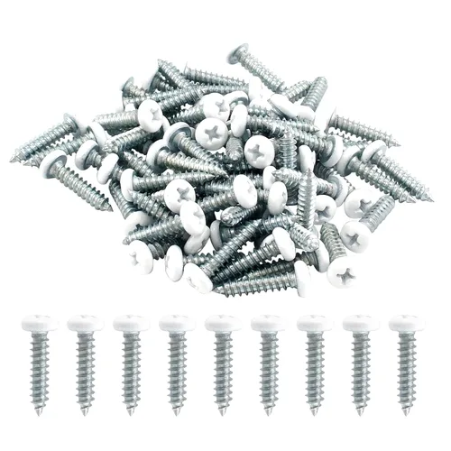 Vista 10 de 120 piezas de tornillos de cabeza plana blancos #6 x 1, tornillos autorroscantes Phillips para chapa metálica para madera