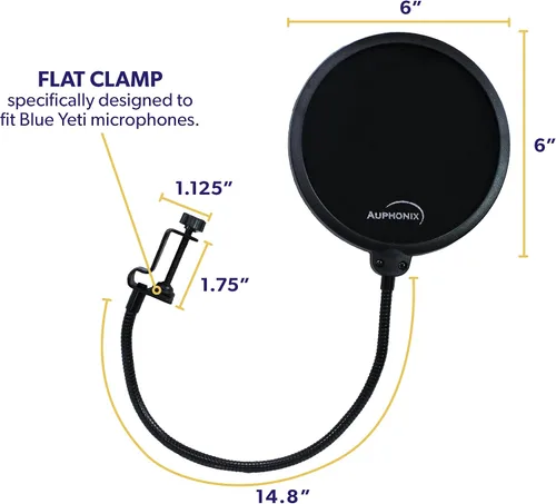 Vista 7 de Filtro de interferencias Auphonix, para micrófono Blue Yeti, Negro