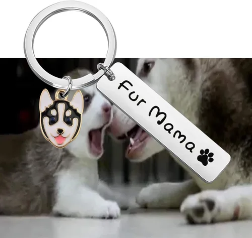Vista 7 de BEKECH perro mamá regalo piel mamá llavero huella huella perro amante joyería perro perro persona regalo mamá perro regalo