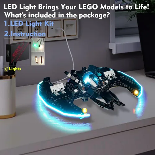 Vista 3 de VONADO Kit de luces LED compatible con Lego Batwing Batman vs. The Joker 76265, accesorios de iluminación creativa compatibles con Lego 76265