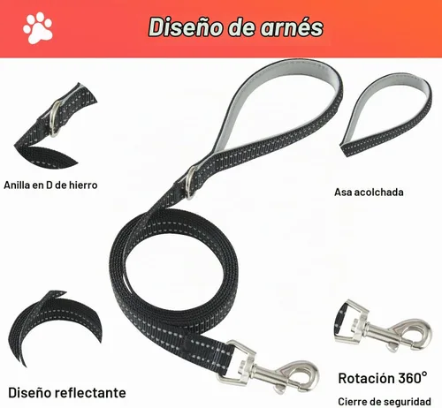 Vista 5 de Hipubby Arnés para perro, tamaño pequeño y juego de correa, chaleco de malla suave sin tirones, arnés reflectante transpirable y ligero para Negro