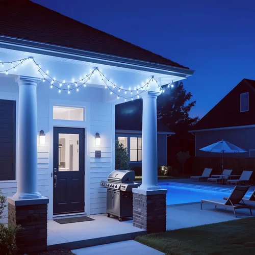 Vista 4 de 200 luces LED de Navidad blancas frías, certificación UL y luces comerciales de alambre verde de 66 pies, para interiores y exteriores, invierno