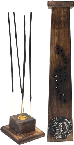 Vista 11 de DharmaObjects Madera Artesano Decoración Mesa Incienso Stick Holder Quemador Torre Soporte (Bendición)
