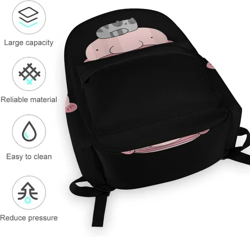 Vista 6 de Linda mochila para portátil de pez globo y gato para mujeres y hombres, bonita bolsa de hombro impresa para viajes, deportes, trabajo