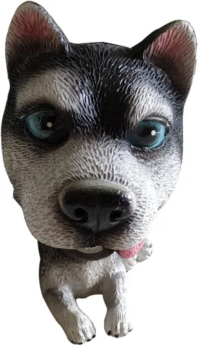Vista 2 de Perro husky siberiano de 4.3 in, cabeza de balanceo con la cabeza, adornos interiores de perro divertido de dibujos animados cachorro sacudiendo