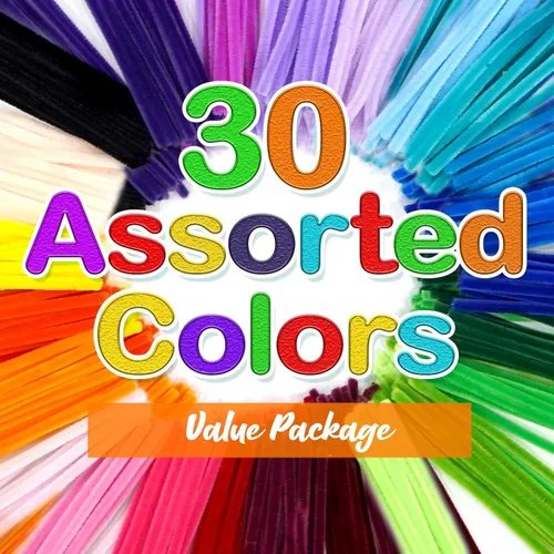 Vista 6 de URSDIART 450 limpiapipas a granel, 30 colores surtidos de tallos de chenilla Multicolor