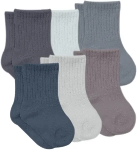 Vista 7 de Calcetines tobilleros con agarre para bebé, 6 pares, calcetines de algodón orgánico para recién nacidos, calcetines de tobillo para niños y niñas