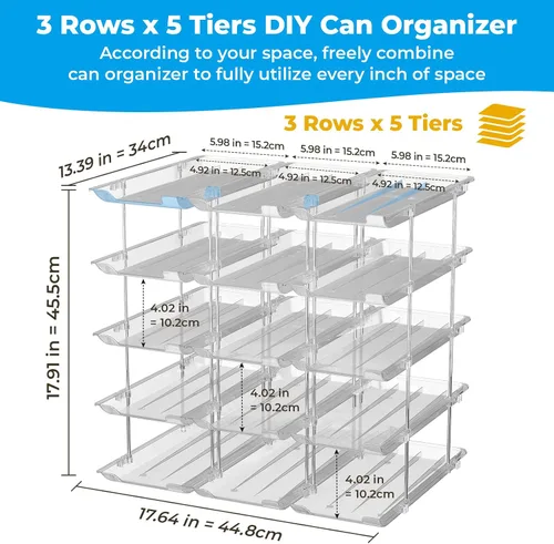 Vista 2 de Organizador de latas BingoHive para despensa apilable de 5 niveles, organizador de almacenamiento de latas para despensa, organizador de latas
