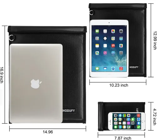 Vista 2 de Bolsa Faraday para Portátiles y Tabletas y Llaves de Coche - Paquete de 3 Jaulas Faraday, Protector de Llavero Faraday, Bolsa RFID Ignífuga e