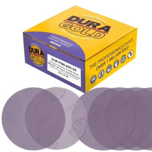 Vista 7 de Dura-Gold Discos de lijado de malla de cerámica púrpura de grano 80 de 6 pulgadas, caja de 30 – Papel de lija sin polvo con respaldo de gancho