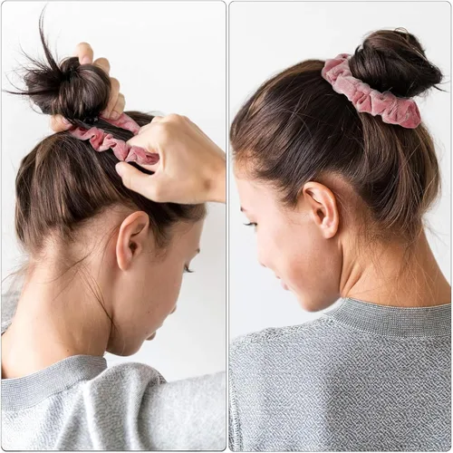Vista 3 de 22 piezas de bandas elásticas de terciopelo para el cabello, bandas elásticas para el cabello, ligas clásicas para cola de caballo para mujer