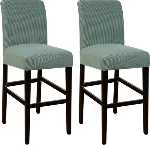 Vista 25 de Flamingo P Fundas de taburete para sillas de comedor, fundas de asiento de tela jacquard elástica con parte inferior elástica extraíble, juego de 2