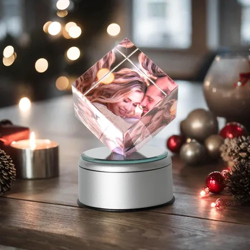 Vista 6 de Marco de fotos de cristal 3D personalizado, marco de fotos de cristal con impresión UV personalizado con tu propia foto, regalos personalizados