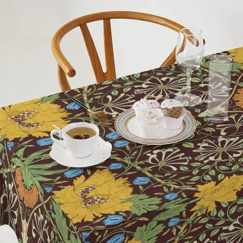 Vista 41 de Mantel Floral Retro de Pájaros, Diseño Original Bohemio William Morris Estampado Cubierta de Mesa para Hogar Picnic Fiesta Comedor Cocina William