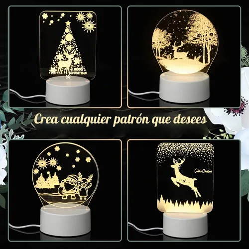 Vista 5 de Bucherry 20 piezas de acrílico en blanco para base de luz LED, 4 formas