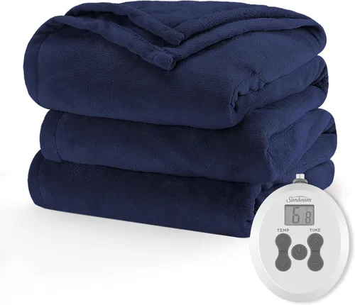 Vista 21 de Manta eléctrica térmica Sunbeam Royal Luxe de microfelpa, 12 ajustes de calor, apagado automático seleccionable de 12 horas, calentamiento rápido