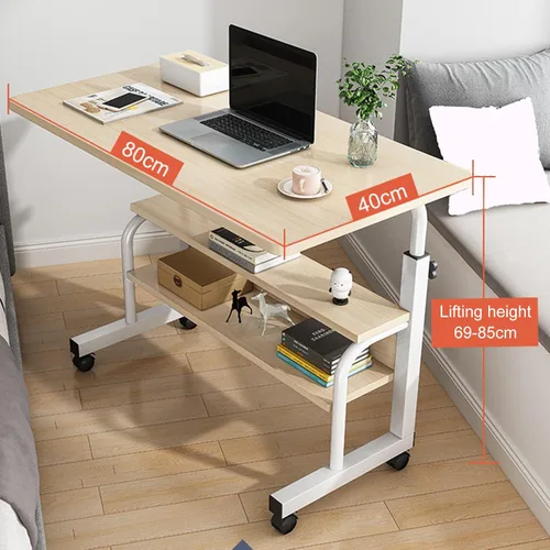 Vista 3 de Roadoor Escritorio de computadora de altura ajustable, escritorios de oficina para espacios pequeños, mesa compacta para mesita de noche, escritorio