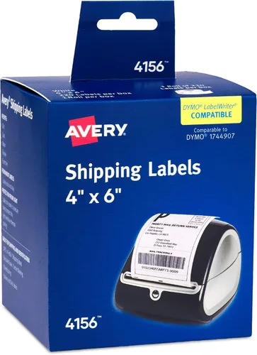 Vista 10 de Avery Direct Thermal Shipping Labels, 4" x 6", White, Comparable to DYMO 1744907, 1 Roll of Labels, 220 Total (4156) (Pack of 6)