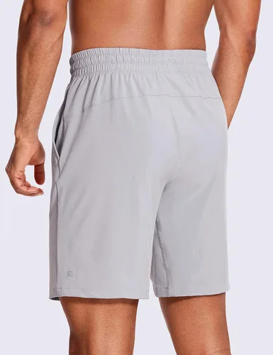 Vista 2 de CRZ YOGA Pantalones cortos de entrenamiento sin forro para hombre, 9 pulgadas, secado rápido, para correr, deportes, atletismo, gimnasio