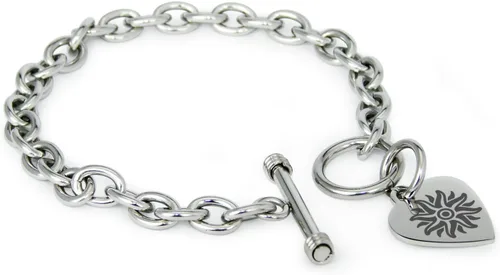 Vista 62 de Pulsera y Collar con Dijes de Símbolos de Corazón de Acero Inoxidable Solo pulsera de plata