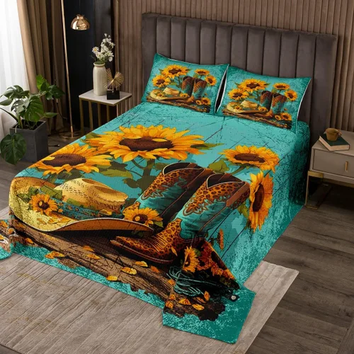Vista 11 de Colcha acolchada rústica de Texas con estrellas del oeste de Texas para niños y niñas, color azul marino, juego de cubrecama de madera
