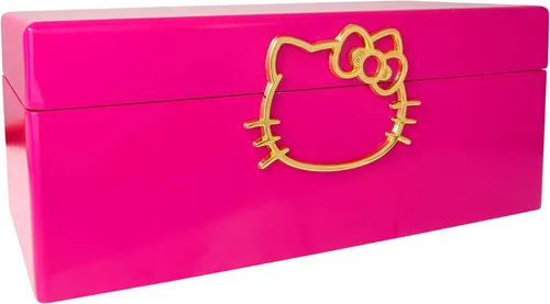 Vista 4 de Hello Kitty Sanrio Gold Icon - Joyero de madera lacada rosa con forro de gamuza con licencia