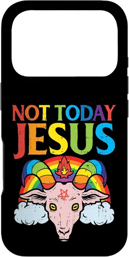 Vista 30 de Today Not Jesus Satan Goat Satanic Rainbow Satanism Gift Case for iPhone 17