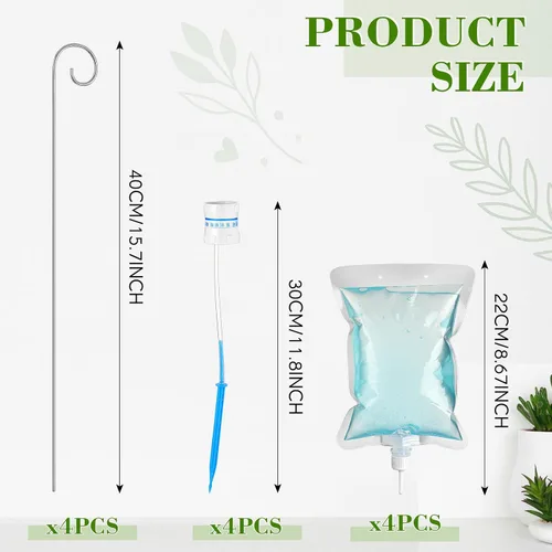 Vista 2 de Norme Juego de 6 piezas de riego por goteo para plantas, bolsa de agua de goteo de 500 ml (16.9 fl oz), regador de plantas con estacas de varilla