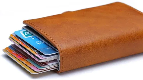 Vista 3 de Cartera ultrafina con bloqueo de RFID segura para tarjetas de crédito, Negro -, Minimalista