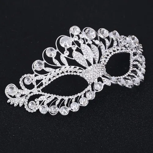 Vista 7 de Máscara de lujo con diamantes de imitación, corona de fiesta para mujeres y mujeres