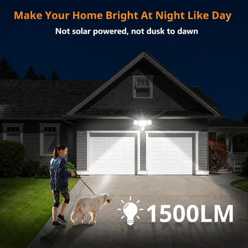 Vista 3 de LEPOWER Luz de inundación LED alimentada por batería para exterior, 1500 lm, luces de seguridad con sensor de movimiento, IP65 resistente al agua