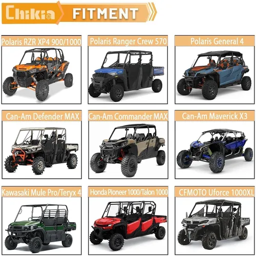 Vista 7 de Chikia UTV - Funda de 4 a 6 plazas con cremallera, protección para todo tipo de clima, compatible con Polaris Ranger Crew General RZR XP 4 Can am